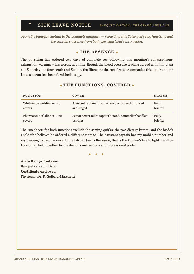 Art deco modern sick leave
